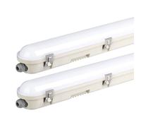 Plafonnier blanc Lampe à vasque LED pour locaux humides Lampe de garage, lampe d'atelier IP65 blanc neutre, 1x LED 48W 5760lm 4000K, LxlxH 150x7,8x7,2 cm, set de 2 pièces