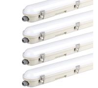 Plafonnier blanc Lampe à vasque LED pour locaux humides Lampe de garage, lampe d'atelier IP65 blanc neutre, 1x LED 48W 5760lm 4000K, LxlxH 150x7,8x7,2 cm, set de 4 pièces