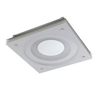 Plafonnier blanc lampe de salon plafonnier carré moderne, spot de plafond verre métal argent, 1x douille 2GX13, LxlxH 38x38x8,5 cm