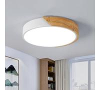 Plafonnier Blanc Rond, Lampe Plafond LED Bois, Lampe De Plafond Blanc 30W 3400LM, Blanc Froid 6500K Programme De Plafonnier Salon Bois Pour, Chambre, Cuisine, Couloir, VéRanda, Hall, Balcon, Ø30CM…