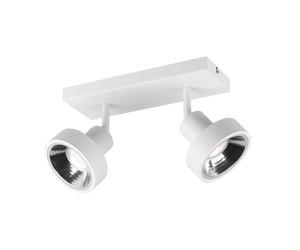 Plafonnier blanc Spotleiste lampe de salon moderne Spot de plafond à 2 flammes, plafonnier Spots réglables, métal mat, 2x GU10, LxlxH 28x16x19 cm