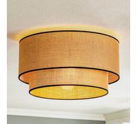 Plafonnier Boho jute & black Euluna, dimmable, marron, Salon / Salle à manger, Textile / Tissu / Soie, Maison de campagne / Rustique, Plafonnier Tissu