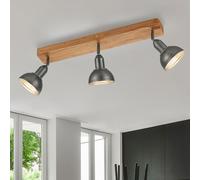 Plafonnier bois 3 flammesSpot orientable Plafonnier Spots Vintage, nickel antique, 3x E14, LxH 58 x 20 cm