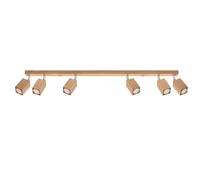 Sollux Lighting Keke Barre de spots de plafond carrée en chêne, bois, 6x GU10