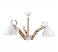 Plafonnier Bois Métal Bras Réglables Blanc Salon Lampe Plafond TIASIA