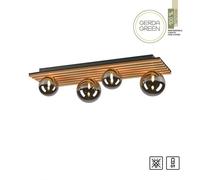 Plafonnier Bois Verre 80cm Long 4x G9 Moderne Nature Gris Fumée Deckenleuchte L'