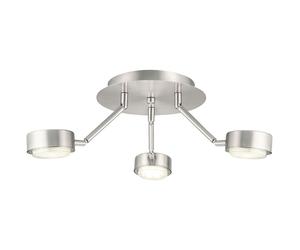 Plafonnier Bras réglables argent Salon rond, nickel mat, 3 flammes, DxH 18,2x58