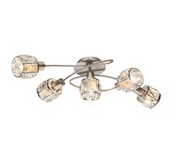 Plafonnier bras verre courbé cristal salon salle à manger lampe chrome spots