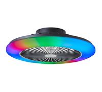 Brilliant Plafonnier Salerno Ventilateur intégré LED 40W Dimmable Télécommande Noir
