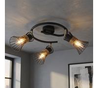 Plafonnier Cage Lampe Rondelle Spots Réglables Noir Or Métal