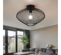 Plafonnier Cage Luminaire De Salle À Manger 1 Flamme E27 Noir D 38 Cm