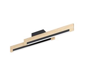 Plafonnier CAMACHO LED 2X10W en acier et bois noir et marron 940x80x115mm