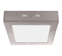 Plafonnier carré LED pour couloir, plafonnier argenté pour salon, verre satiné, 6W 400lm blanc chaud, LxPxH 12x12x4 cm