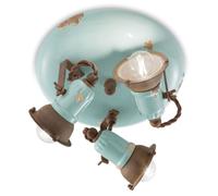 Plafonnier Céramique Métal Ø 27 CM Bleu Clair 2-flammig E14 Vintage Plafond