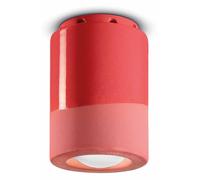 Plafonnier Céramique Rond Ø 8,5cm H:12cm Main Atours Rouge E14 Spot Lampe