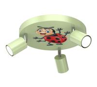 Plafonnier Chambre D'Enfants Pivotant Ø 30 CM 3x GU10 Vert Coccinelle Lampe