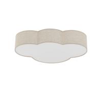 Plafonnier Chambre Enfant Lin : 63 Cm 4X E27 Blanc Beige Lampe Nuage Lumière