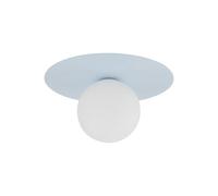 Plafonnier Chambre Verre Métal G9 Rond Ø 25 CM Bleu Clair Blanc Lampe Boule