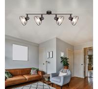 Globo Lighting – Plafonnier Moniga 54325-4 – Design vintage tressé, spot mobile, gris chromé