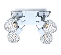 Plafonnier chromé avec 4 spots en spirale et 4 ampoules G9