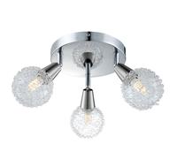 Plafonnier chromé clair design salle à manger lampe spot rond ALU boule maille plafonnier salon, spots mobiles, 3x E14 LED 3W 300lm, 18 cm