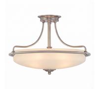 Plafonnier Chrome Crème Verre Antireflet 3xE27 Ø43,3 Cm Lampe De Salon