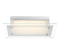 Plafonnier chromé pour salon, plafonnier LED pour couloir, verre satiné, métal, 10,8 W, 920 lm, blanc neutre, L x l x H 36 x 19 x 9,7 cm