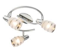 Plafonnier chrome verre clair rayures satinées éclairage chambre