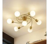 Plafonnier Ciala Lindby, dimmable, doré, Salon / Salle à manger, Verre, Moderne, Plafonnier