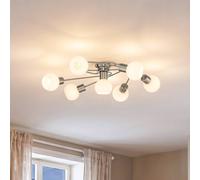 Plafonnier Ciala Lindby, dimmable, gris, Salon / Salle à manger, Verre, Moderne, Plafonnier