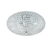 Eglo Plafonnier Clemente, 3 Ampoules, Élégant, Lampe de Salon en Acier et Cristal Chromé, Lampe de Cuisine, Plafonnier avec Douille E27