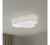 Plafonnier Cloud TK Lighting, dimmable, beige, Chambre d'enfant, Textile / Tissu / Soie, Jeunes / étudiants, Plafonnier