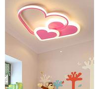 Plafonnier Coeur Découpé 3D Rose Led Lustre Coeur Plafonnier Chambre d'Enfants pour Chambre, Salon, chambre de garçon ou de fille, 45W, Gradation en Continu, 20,6''