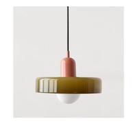 Plafonnier coloré Lampe suspendue du milieu du siècle avec abat-jour en verre Éclairage suspendu vintage Luminaires suspendus en fer et en verre pour chambre à coucher, salon, cuisine, couloir (couleu