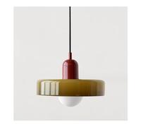 Plafonnier coloré Lampe suspendue du milieu du siècle avec abat-jour en verre Éclairage suspendu vintage Luminaires suspendus en fer et en verre pour chambre à coucher, salon, cuisine, couloir (couleu