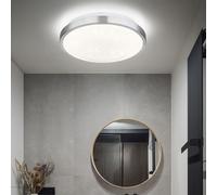Plafonnier Couloir Bain Argent Détecteur de Mouvement LED D 30 CM