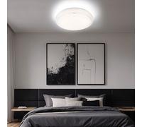 Plafonnier Suspension Couloir Aluminium Opale Blanc Dimmable LED Rond D 33 CM