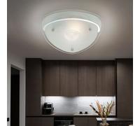 Plafonnier en verre de cristal, lampe de salon, lampe de couloir, métal chromé, verre satiné, 1x E27, LxlxH 28 x 28 x 10 cm