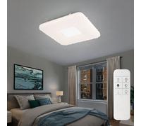 Plafonnier LED ciel étoilé plafonnier télécommande lumière du jour plafonnier dimmable, CCT blanc, 1x 24W 1600Lm, LxlxH 43x43x4,6 cm Globo 41343-24