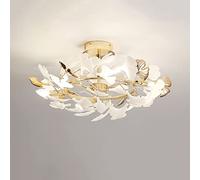 Plafonnier Créatif En Forme de Feuille de Ginkgo, Idéal Pour Le Salon, La Salle À Manger, La Chambre Ou Tout Autre Espace. Plafonnier Romantique Et Chaleureux, Style Nordique, Culot G9, Finition Dorée