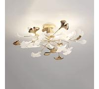 Plafonnier Créatif En Forme de Feuille de Ginkgo, Idéal Pour Le Salon, La Salle À Manger, La Chambre Ou Tout Autre Espace. Plafonnier Romantique Et Chaleureux, Style Nordique, Culot G9, Finition Dorée