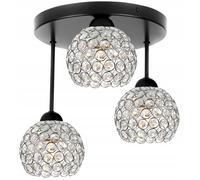 Plafonnier Cristal LED - Light Home - 3 Flammes - Métal Noir - Style Moderne