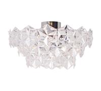 Plafonnier Cristal Métal B : 51 CM Chrome pour 3x E27 Moderne Deckenleuchte L'