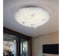 Plafonnier Couloir Verre Cristal Satiné Clair LED Chrome Luminaire de Salon