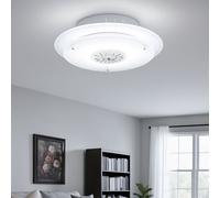 Lampe de plafond Lampe de cristal Lampe design métal, chrome, cristaux de verre, verre satiné, 1x R7s, DxH 33x3,5 cm, salle à manger