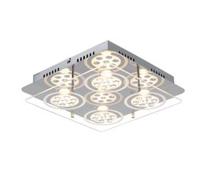 Plafonnier Crystal lamp, lampe de salon, 4 flammes, aspect cristal, métal verre chrome clair satiné, 4x LED 5W 1400Lm 3000K, HxLxP 8x33x33 cm