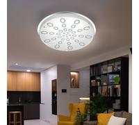 Plafonnier rond en verre, plafonnier à intensité variable, chrome, LED 20W 1800Lm blanc chaud, DxH 31,5x7,5 cm