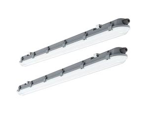 Plafonnier d'atelier LED blanc froid étanche à l'humidité 60 cm, tube de raccordement série IP65, 1x LED 18W 2160lm 6400K, garage en sous-sol. Lot de 2