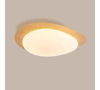 Plafonnier de Chambre à Coucher, éclairage Nordique Original en Bois pour Salle d'étude, luminaires créatifs en Galets, LED tricolores à intensité Variable pour Plafond(Wood Color,30 * 8cm)