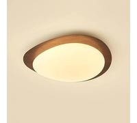 Plafonnier de Chambre à Coucher, éclairage Nordique Original en Bois pour Salle d'étude, luminaires créatifs en Galets, LED tricolores à intensité Variable pour Plafond(Walnut Color,58 * 8cm)